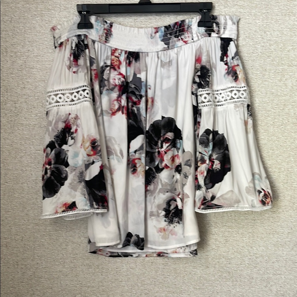 Jennifer Lopez Black and Pink Smocked Skirt Set